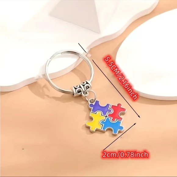 Autism Awareness Puzzle Piece Keychain - Picture 4 of 4